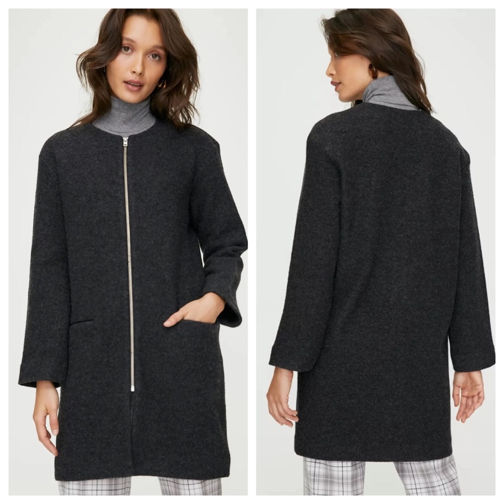 Aritzia Wilfred Banville 100% Wool Dark Gray Long Coat XXS